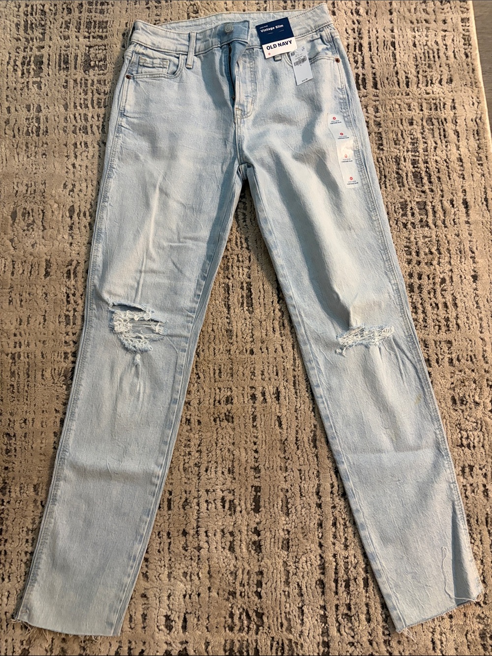 Old Navy Light Blue Skinny Jeans with Knee Distress